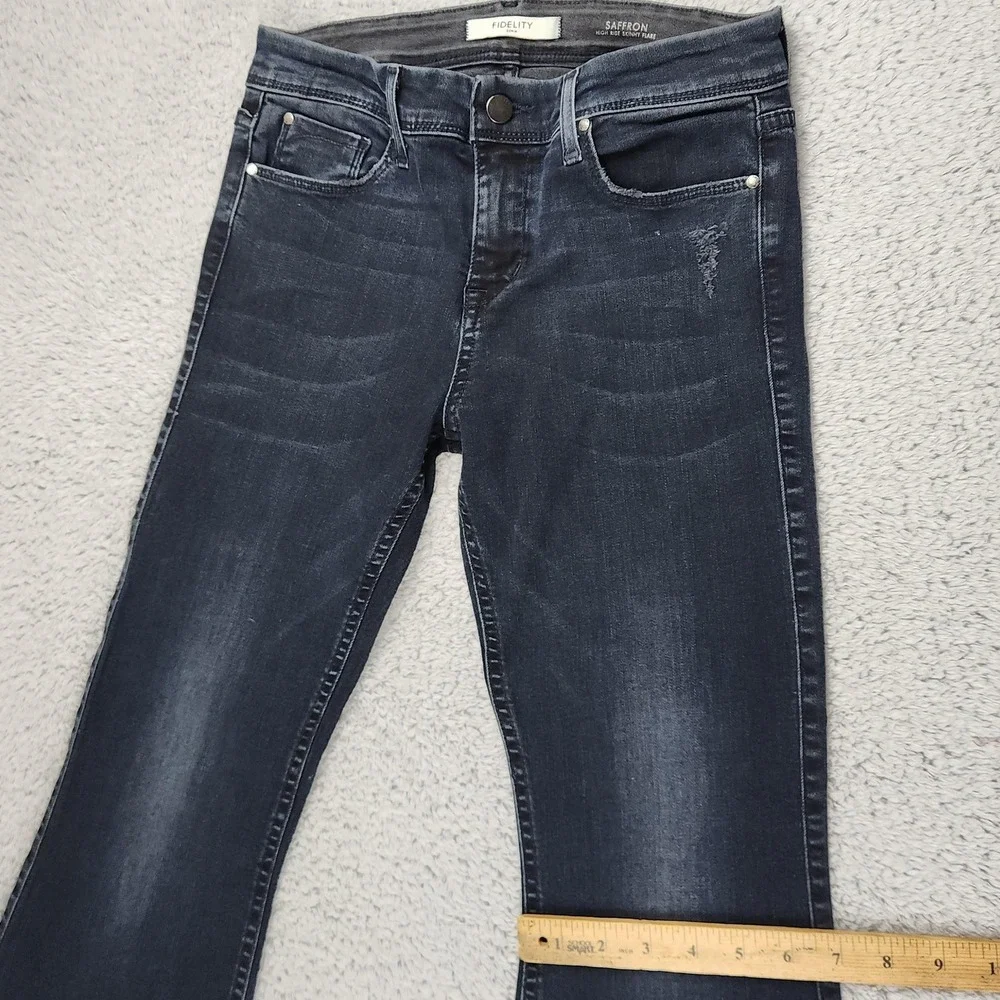 Fidelity Jeans Womens 27x32 Blue Saffron High Rise Skinny Flare Made USA Denim - Picture 9 of 16